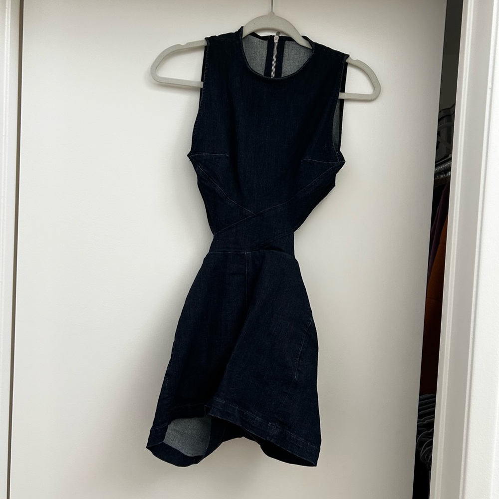 Elegant Denim Backless Romper